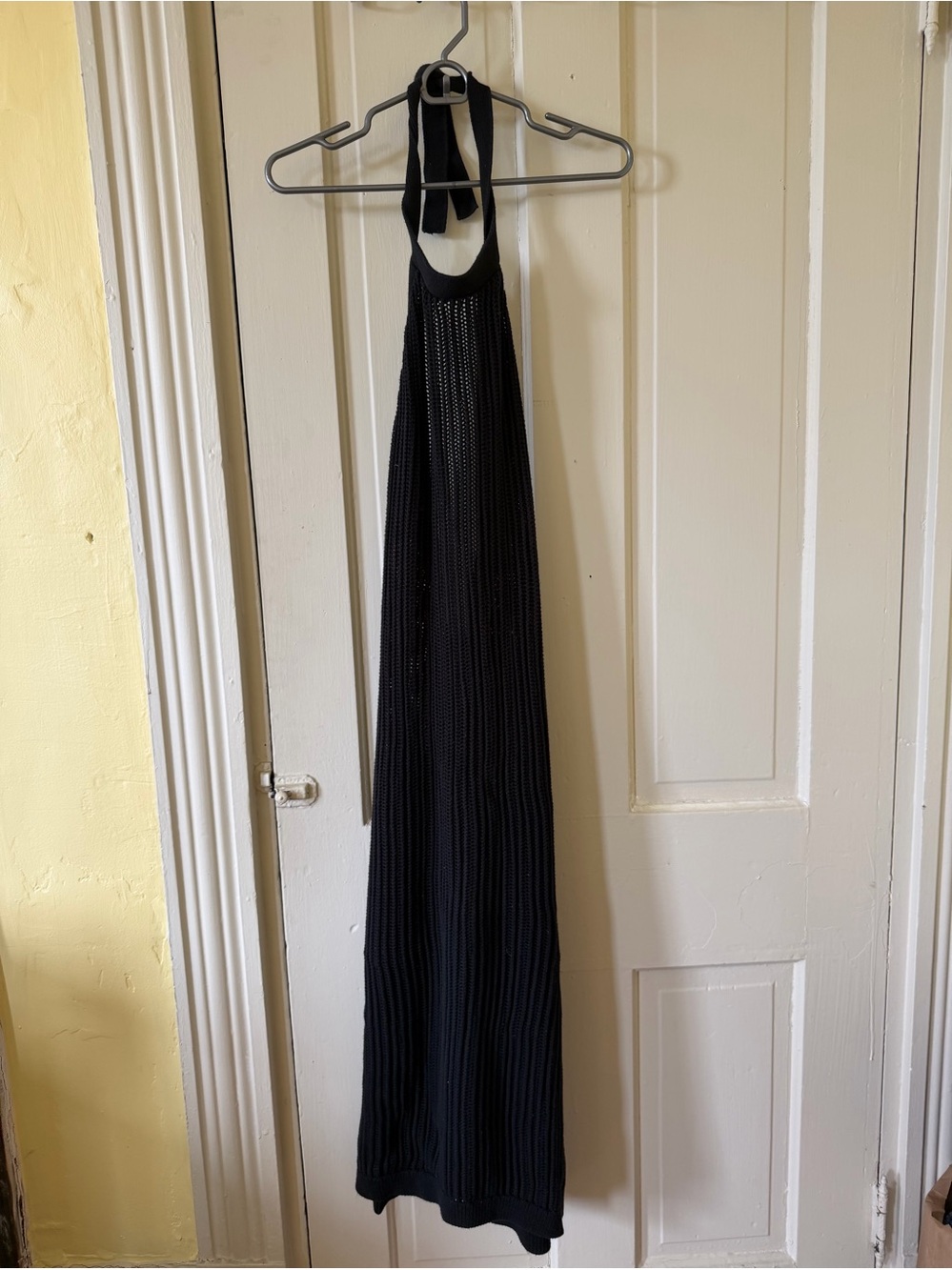 Black Knit Halter Maxi Dress - M